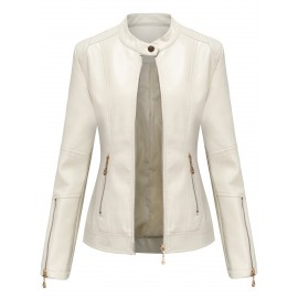 Plus Size – Fashion Women’S Short Jacket | Stand Collar, Spring and Autumn Thin, Dark Blue, Asymmetrical Hem, Long Sleeve, Pullover Style