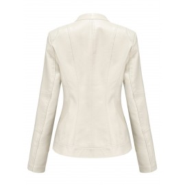 Plus Size – Fashion Women’S Short Jacket | Stand Collar, Spring and Autumn Thin, Dark Blue, Asymmetrical Hem, Long Sleeve, Pullover Style