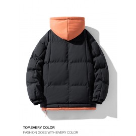 Plus Size – Men’S & Women’S Thickened Winter Hooded Jacket – Loose Fit Mid-Length Coat with Full-Zip Front, Warm Thermal Insulation, Casual Lapel Collar & Pockets – All-Season Outerwear