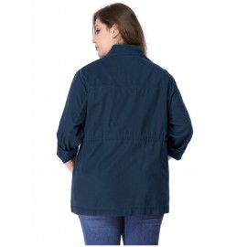 Women’S Plus Size Jackets Lightweight Anorak Drawstring Utility Jacket with Pockets