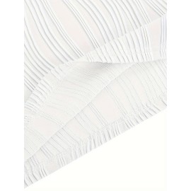 Womens V Neck Sleeveless Mini Dress - Casual Wavy Stripe Solid Dress for Summer