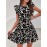 Floral Print Ruffle Trim Dress, Elegant Crew Neck Summer Midi Dress, Women's Clothing