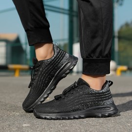 Men's Trendy Breathable Running Shoes, Comfy Non Slip Soft Sole Lace Up Sneakers For Men's Outdoor Activities