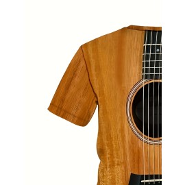 Vintage 3D Guitar Print Men's T-shirt - Summer Outdoor Tee