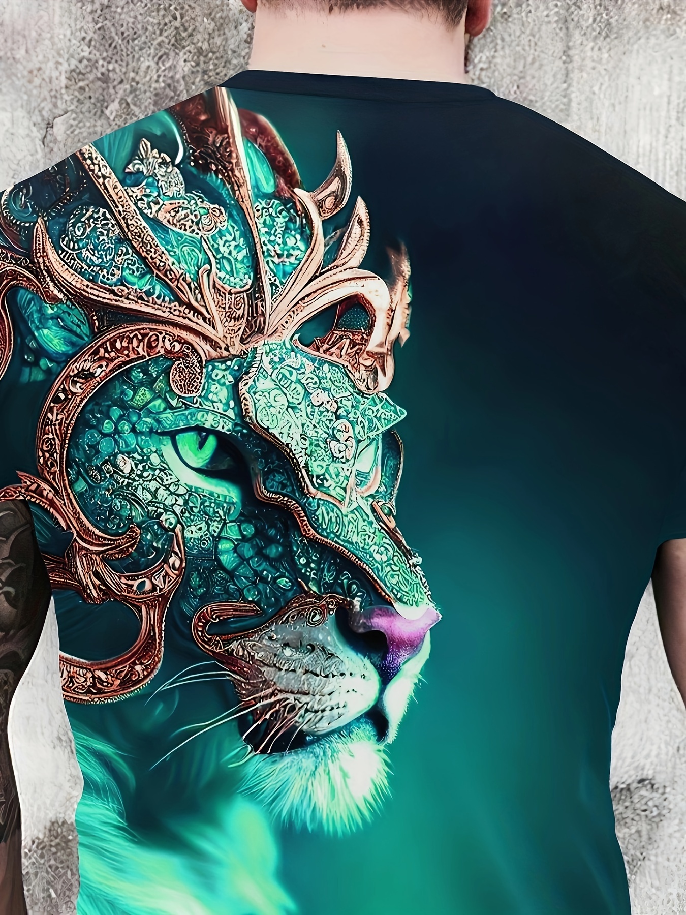 mens 3d lion diamond print graphic tee stylish comfy summer t shirt for daily wear vacation resorts details 4